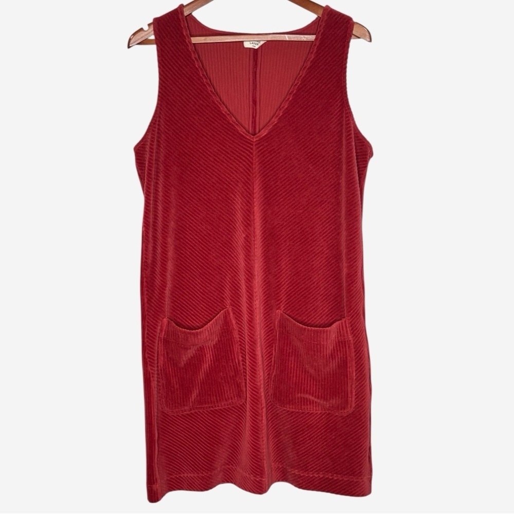 Marine Layer Leighton Mini Dress L Rust Orange-Red Lightweight Stretch Retro - Picture 2 of 9
